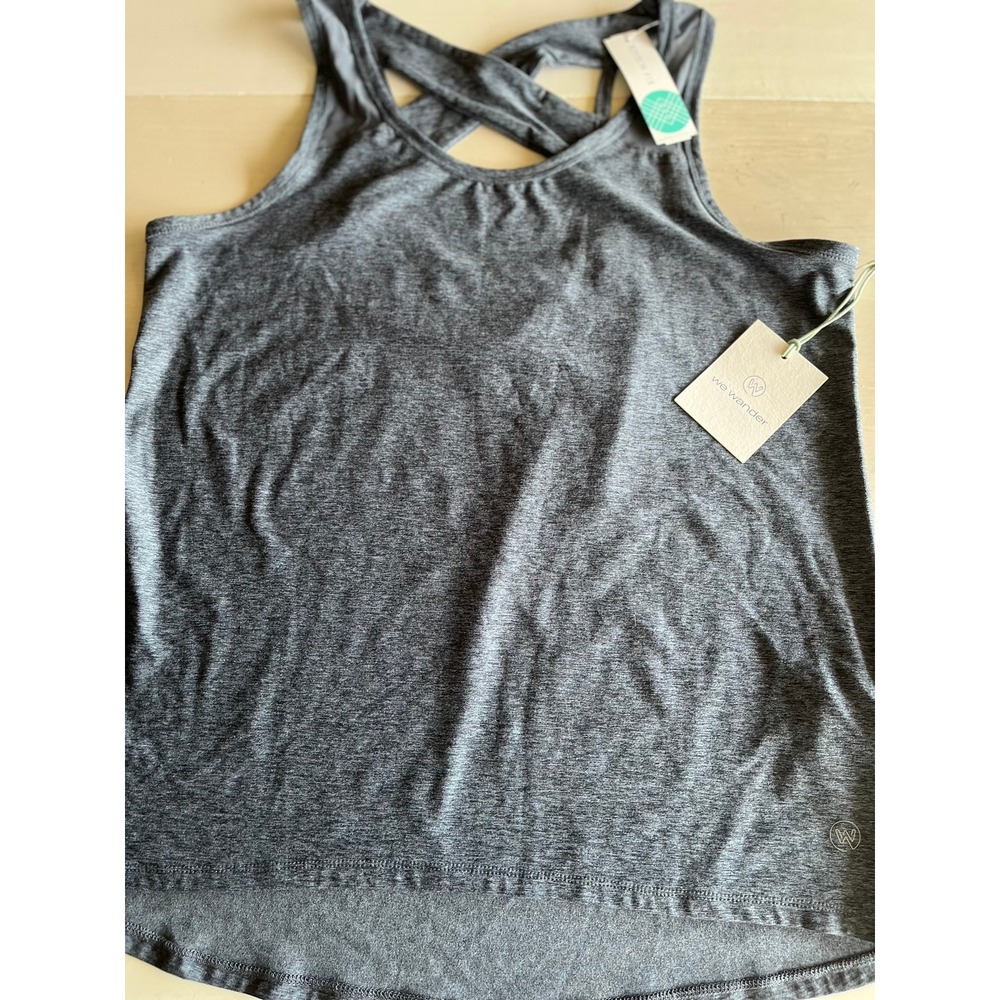 We Wander WeFlex Egypt Crossover Cut Out Tank Top Gray Womens L NEW